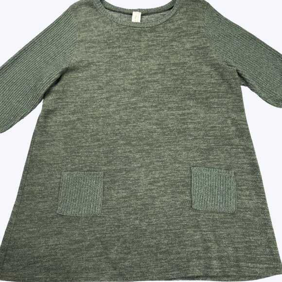 Now N Forever Pullover Blouse Size 1X Olive Green Super Soft - Picture 3 of 10